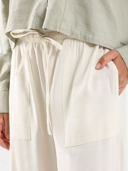 Linen-Blend Pants with Side Pockets