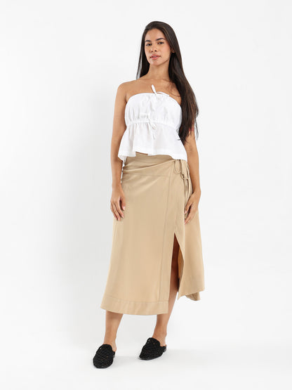 Wrap-Style Midi Skirt