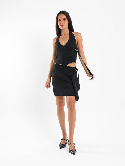 Front Wrap V-neck Top