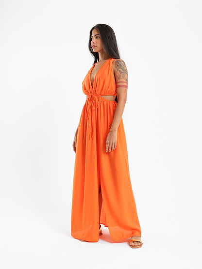Sleeveless Cutout Maxi Dress With Slit