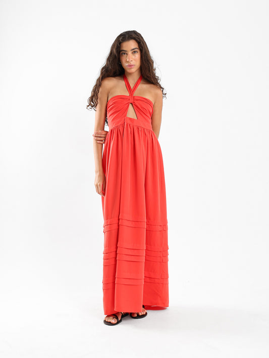 Maxi Dress with Neck Tie