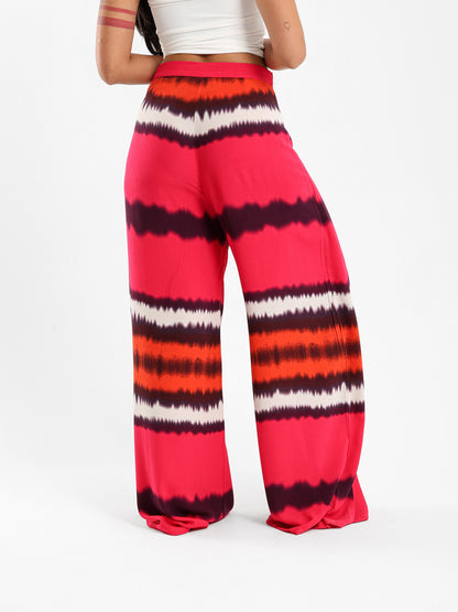 Printed Wide-Leg Pants With Overlapping Panel