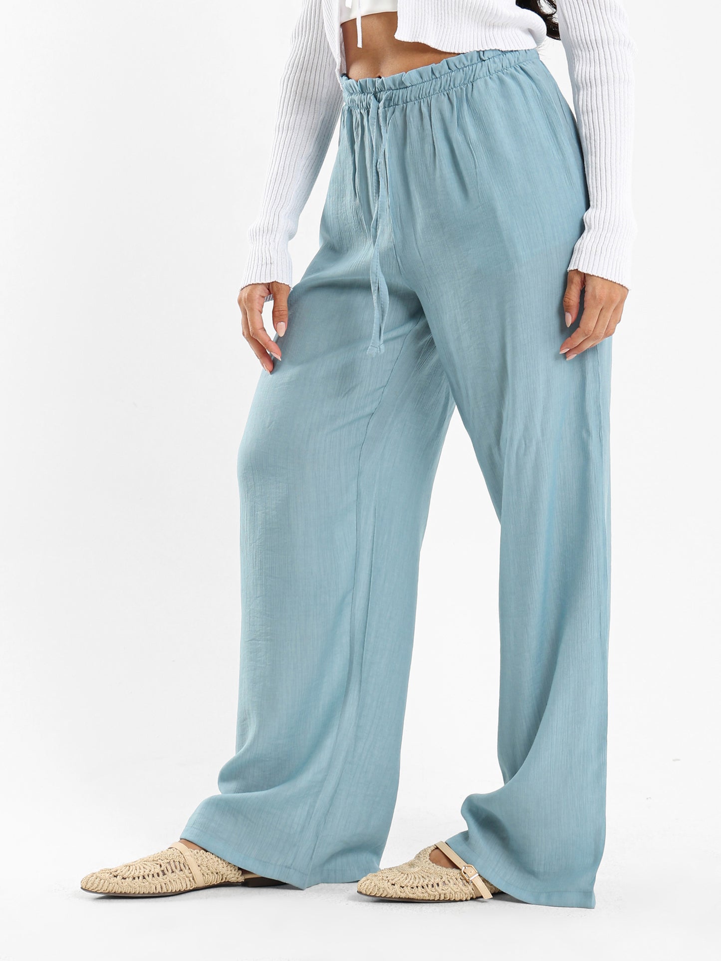 Textured Mid-Rise Pants