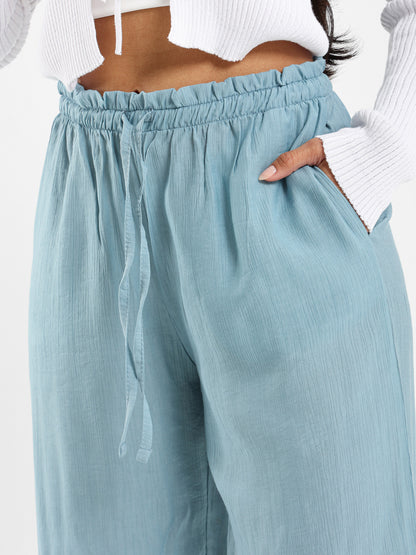 Textured Mid-Rise Pants