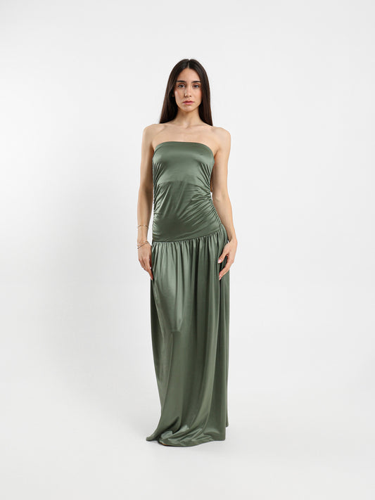 Strapless Rushed Side Maxi Dress