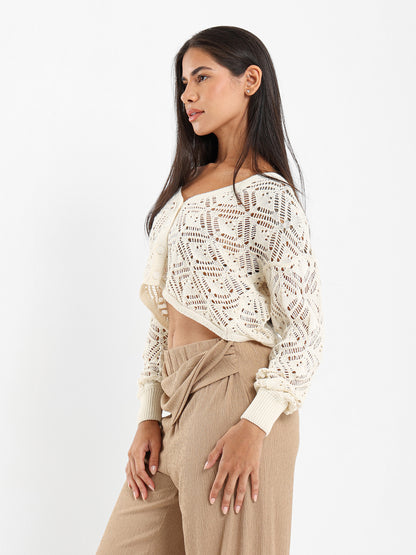 Cropped Tricot Cardigan