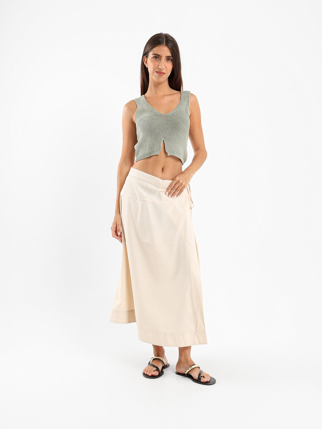 Cropped Top with V Hem
