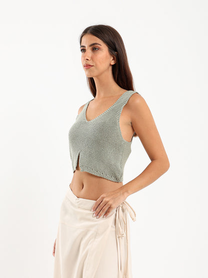 Cropped Top with V Hem