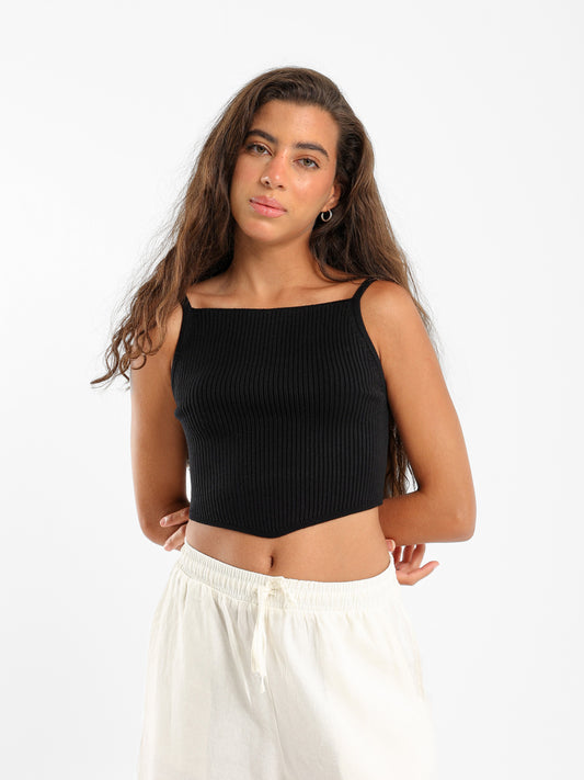 Bandana Hem Tricot Tank Top