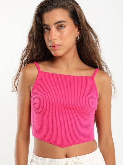 Bandana Hem Tricot Tank Top