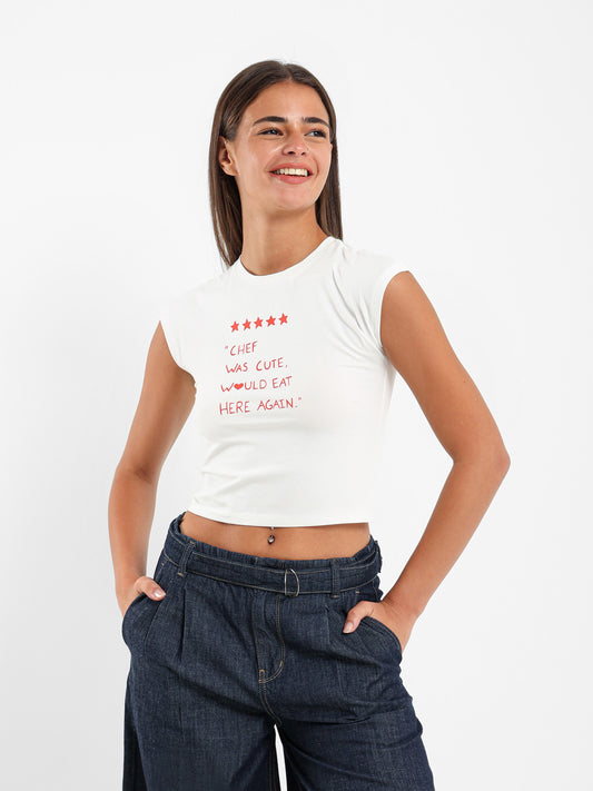 Front Print Cap Sleeve Tee