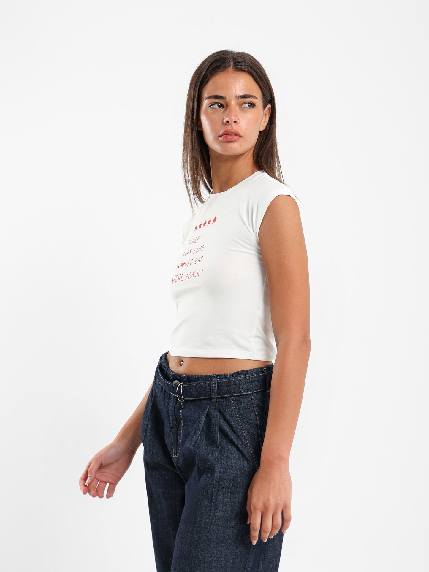 Front Print Cap Sleeve Tee