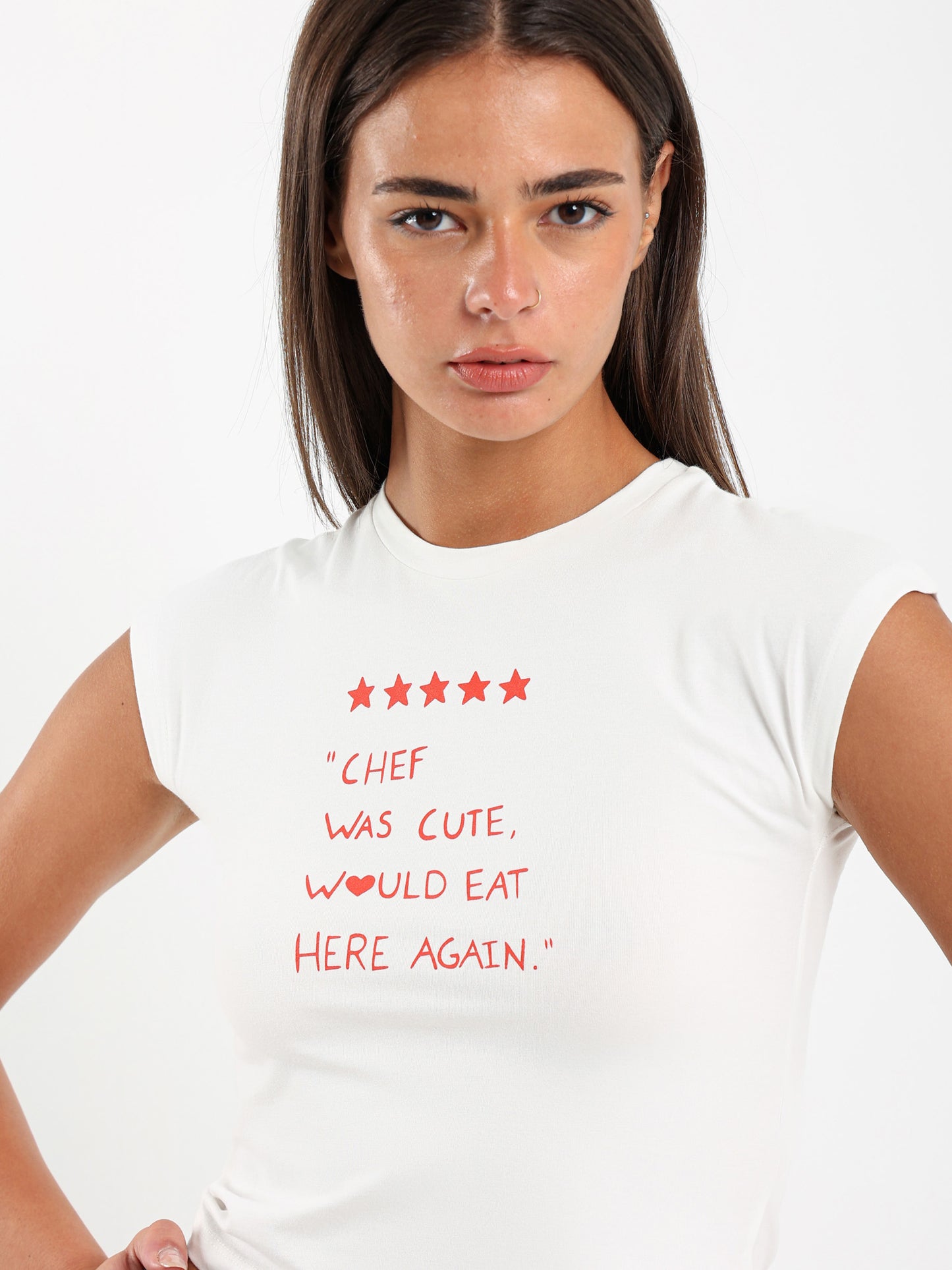 Front Print Cap Sleeve Tee