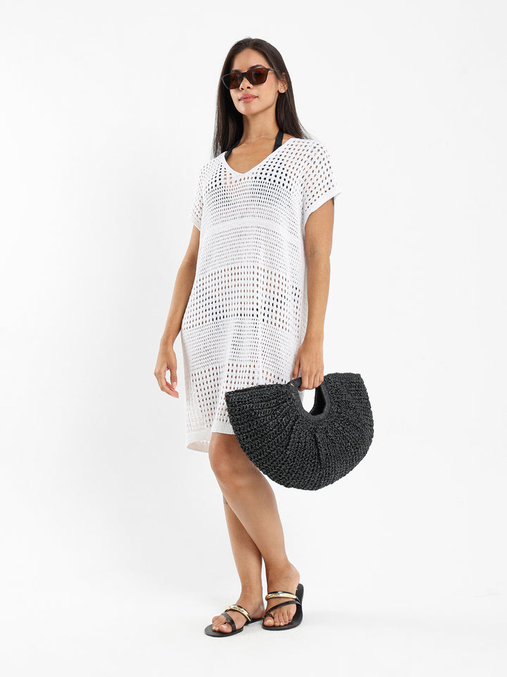 Open-Knit Beach Cover-Up Dress