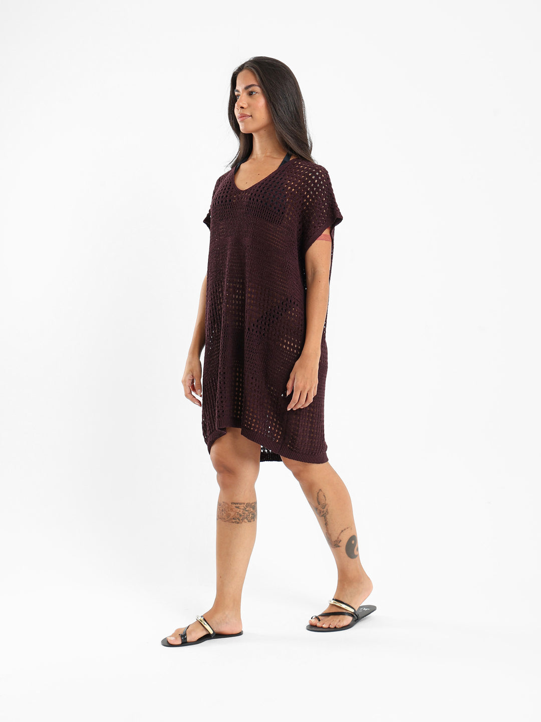 Open-Knit Beach Cover-Up Dress