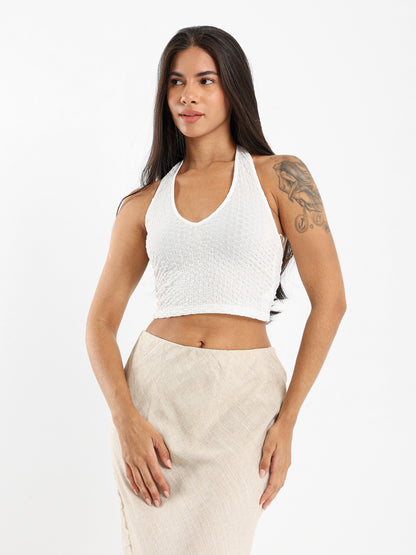 Crinkle Halter-Neck Top