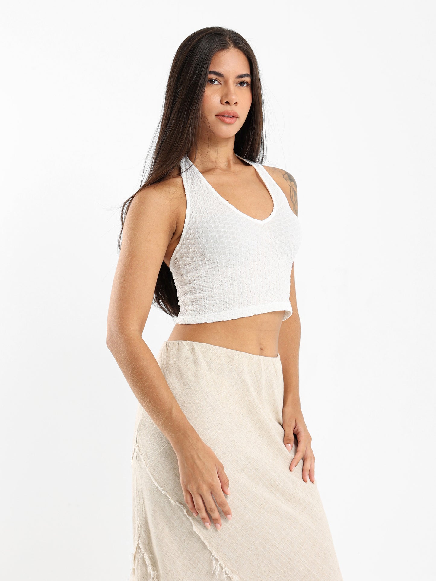 Crinkle Halter-Neck Top
