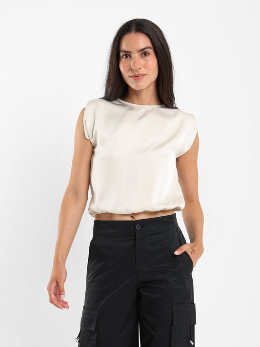 Padded Shoulder Sleeveless Top
