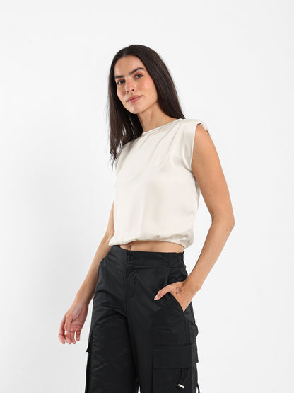 Padded Shoulder Sleeveless Top