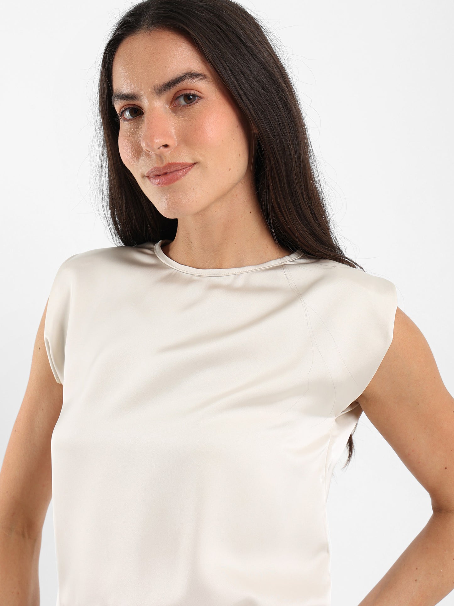 Padded Shoulder Sleeveless Top