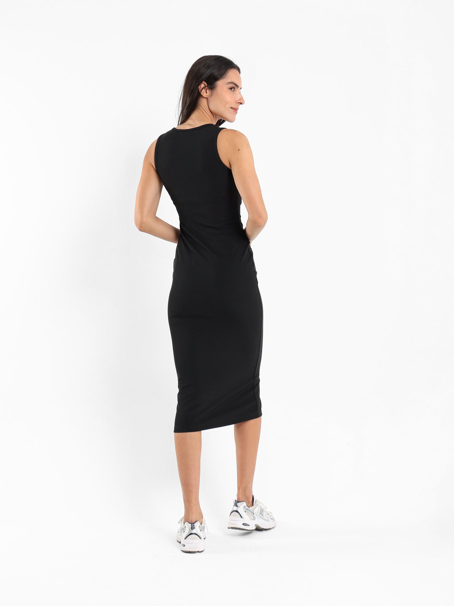Sleeveless Midi Dress with Quarter Placket