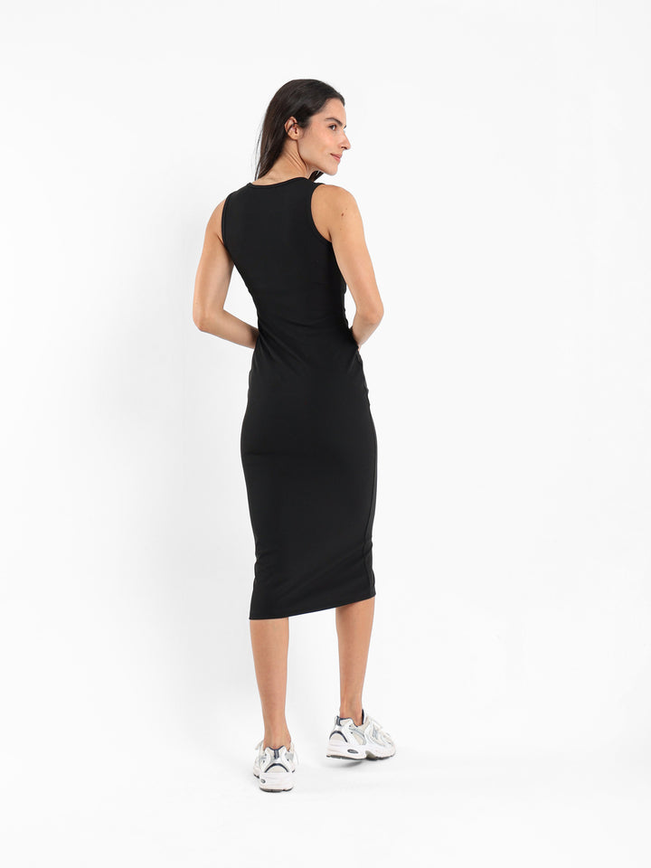 Sleeveless Midi Dress with Quarter Placket