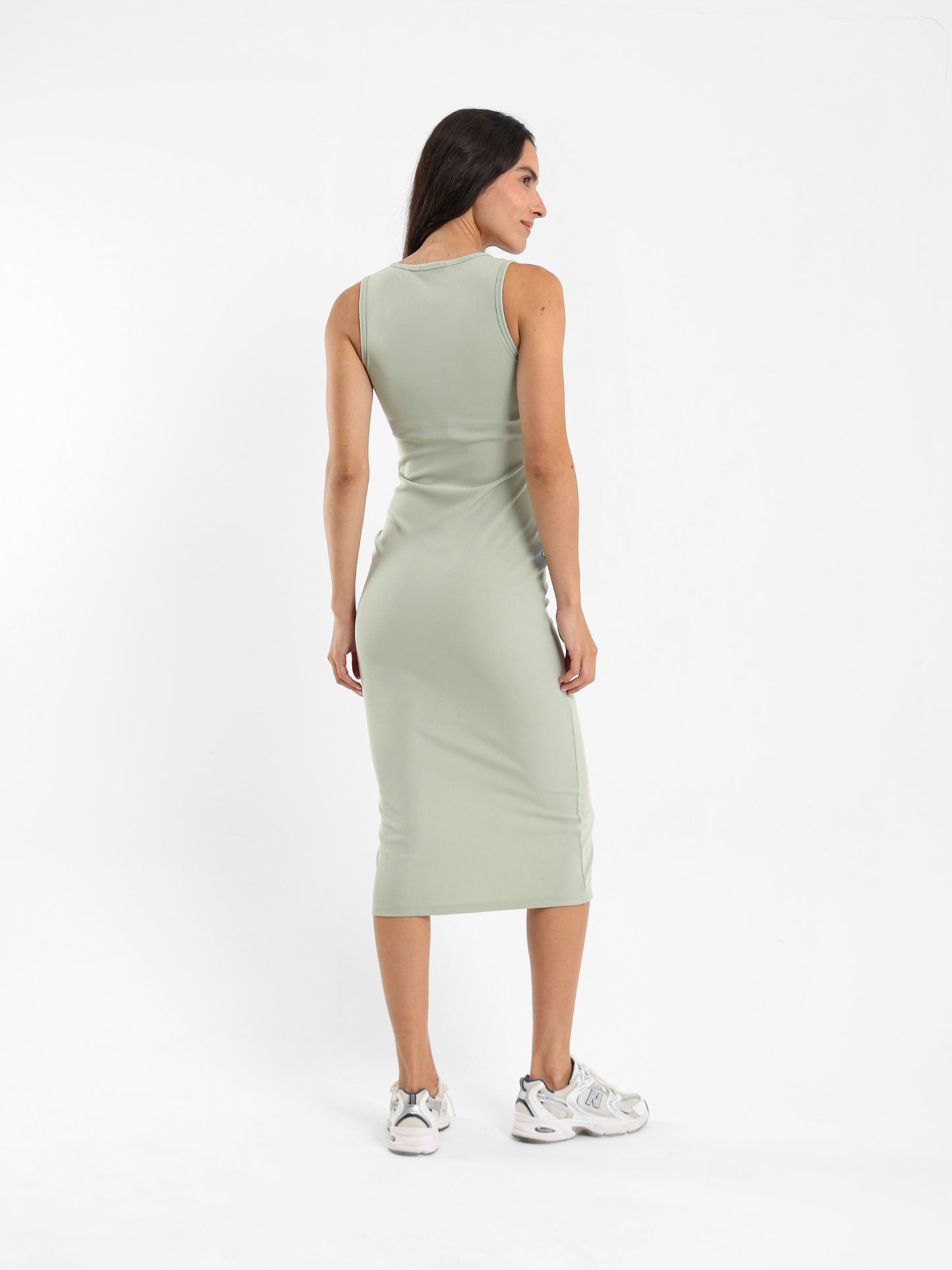 Sleeveless Midi Dress with Quarter Placket