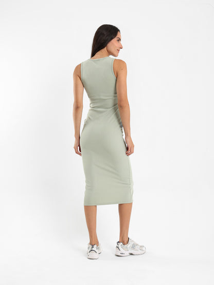 Sleeveless Midi Dress with Quarter Placket