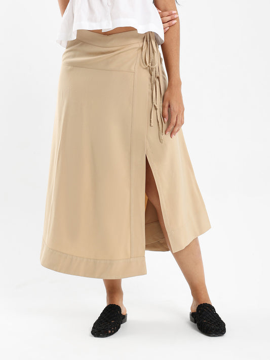 Wrap-Style Midi Skirt