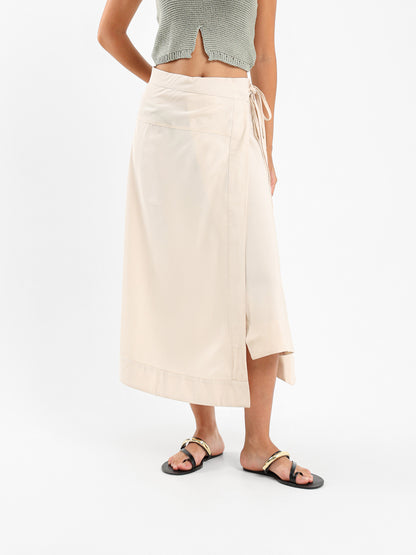 Wrap-Style Midi Skirt