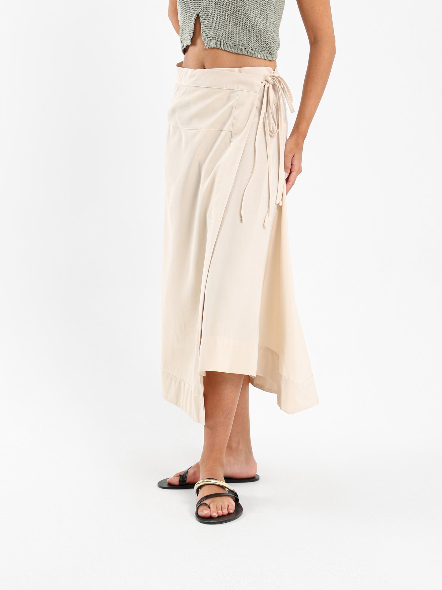 Wrap-Style Midi Skirt