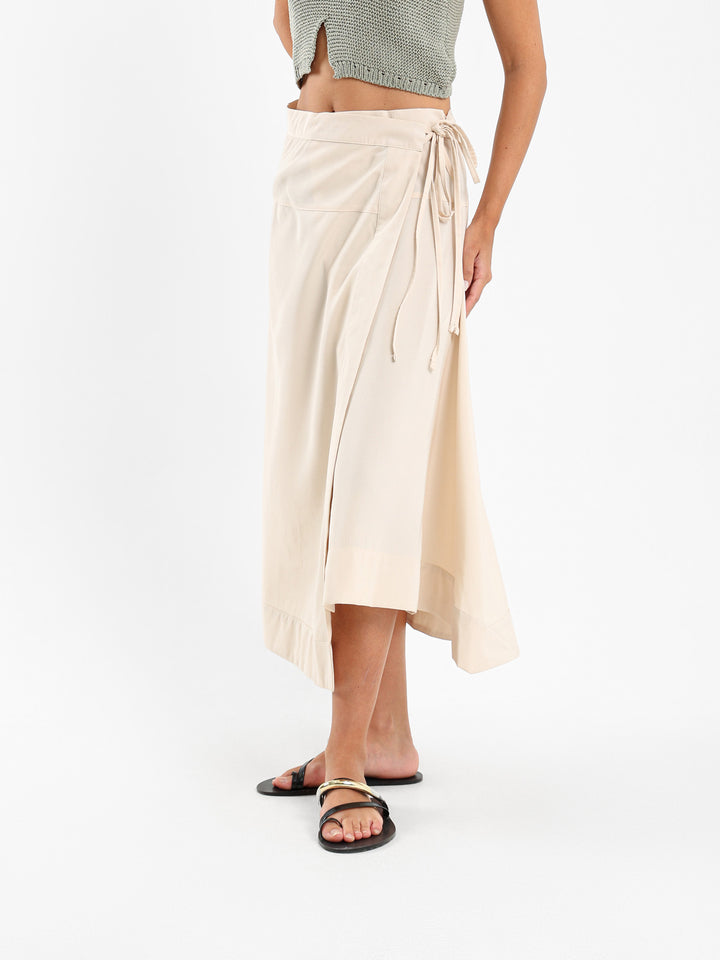 Wrap-Style Midi Skirt