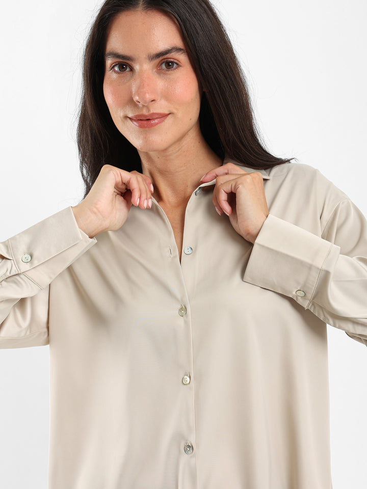 Loose-Fit Satin Shirt