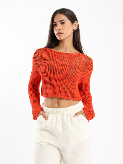 Loose Long-Sleeve Tricot Top