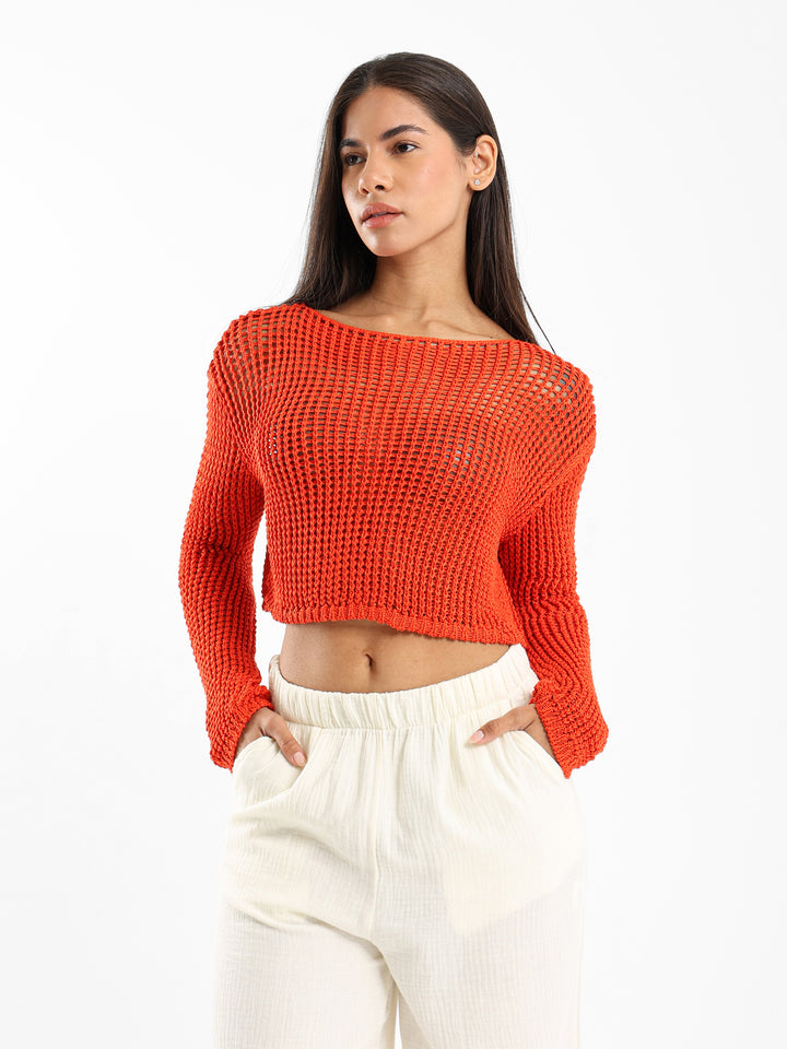 Loose Long-Sleeve Tricot Top