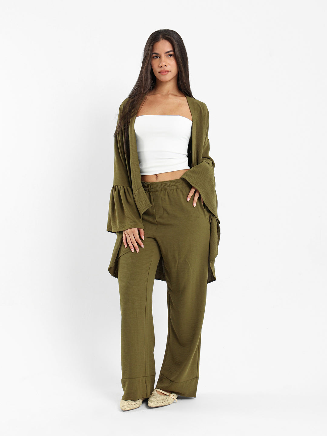 Wide-Leg Elastic Waist Pants