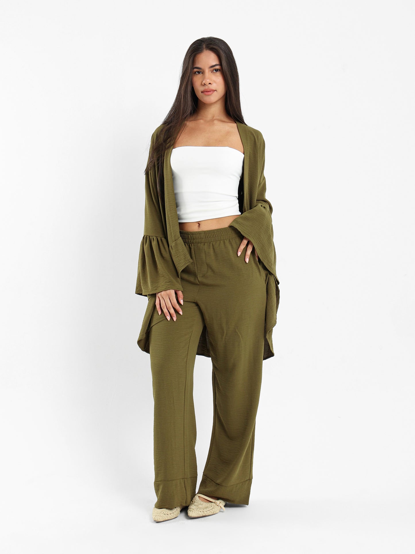 Wide-Leg Elastic Waist Pants