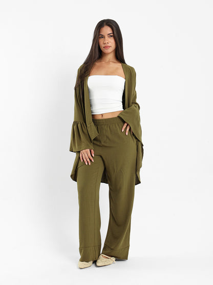 Wide-Leg Elastic Waist Pants