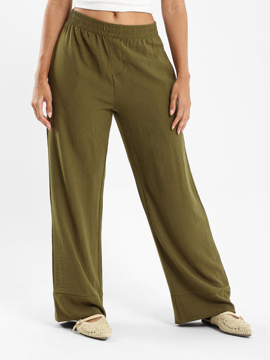 Wide-Leg Elastic Waist Pants