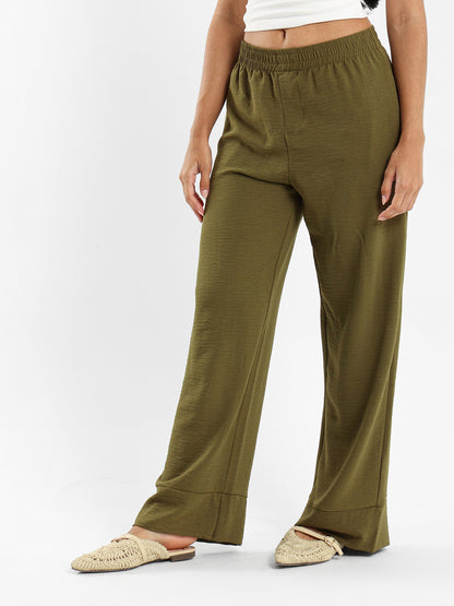 Wide-Leg Elastic Waist Pants
