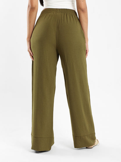 Wide-Leg Elastic Waist Pants