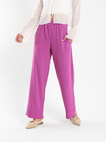 Wide-Leg Elastic Waist Pants