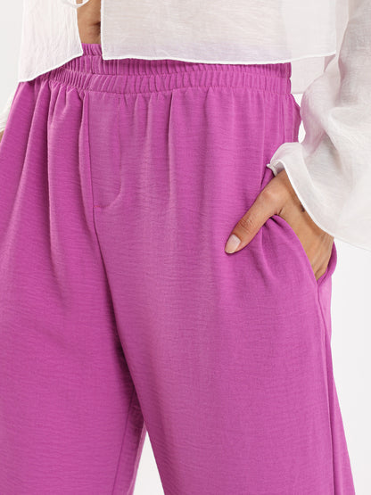 Wide-Leg Elastic Waist Pants