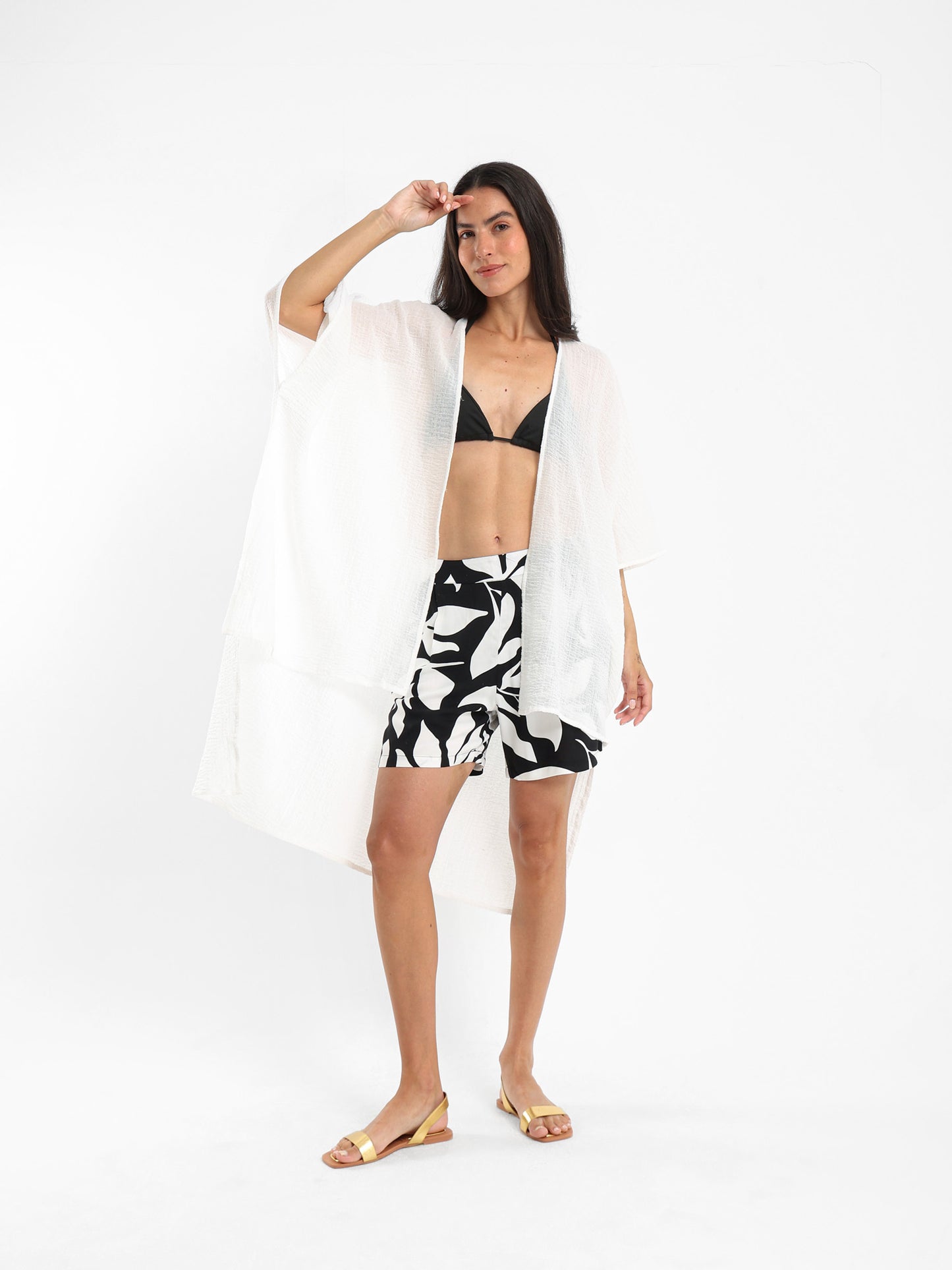 Long Textured Kimono Jacket