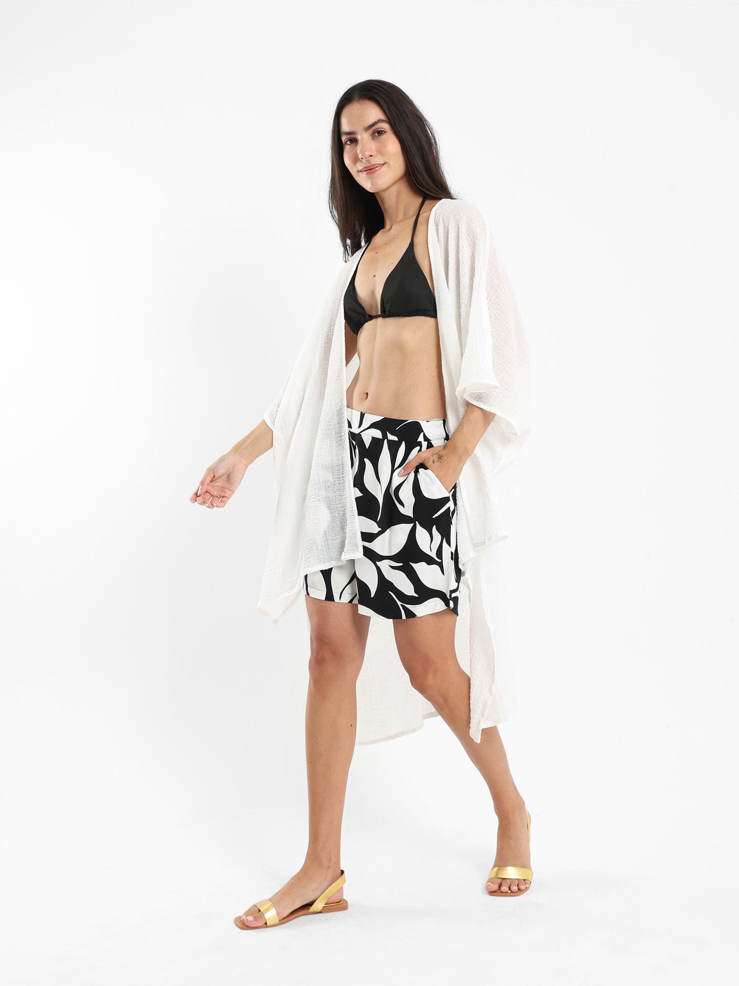Long Textured Kimono Jacket