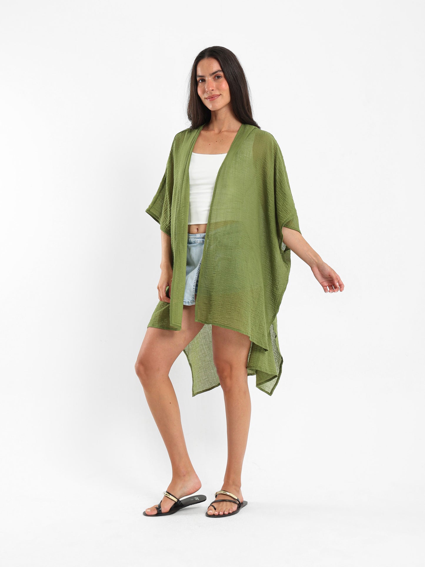 Long Textured Kimono Jacket