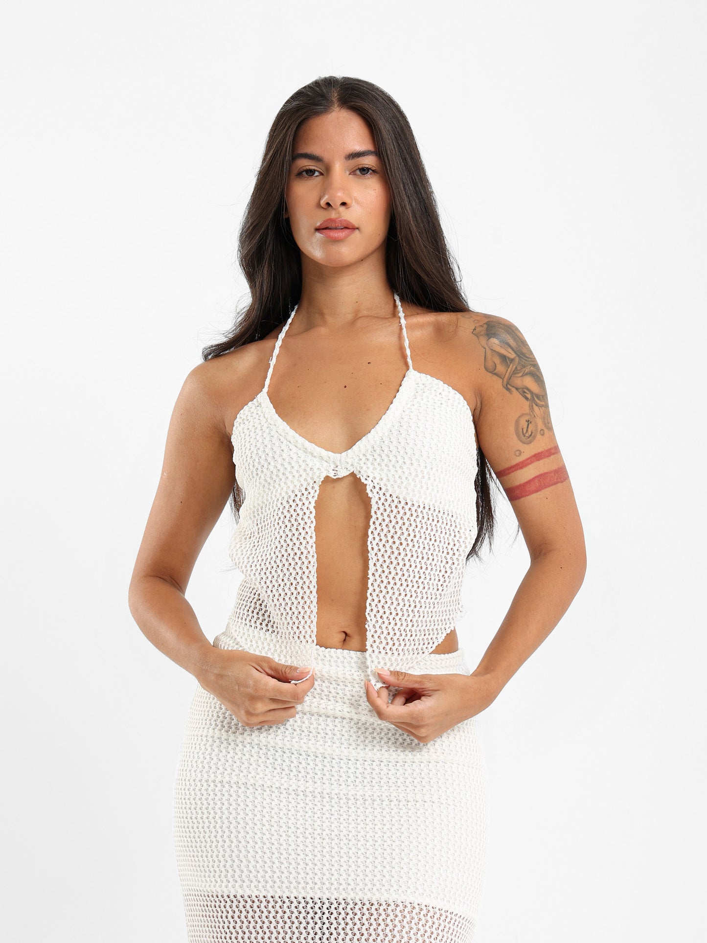 Crochet Halter Neck Cover-Up Top