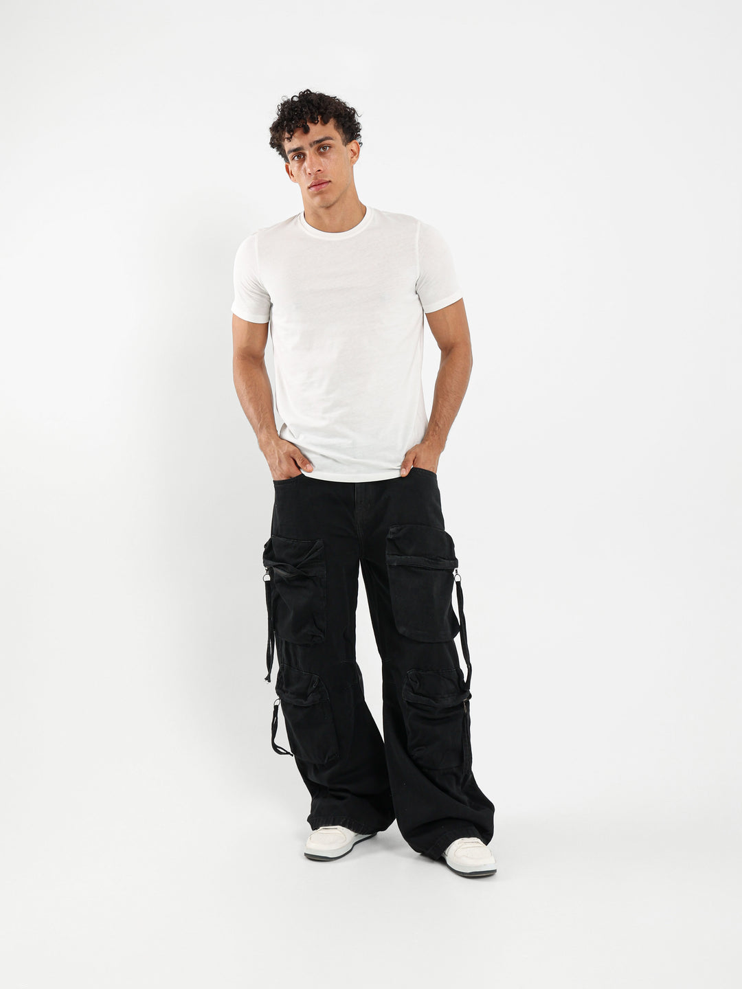 Loose Cargo Jeans with Puff Pockets
