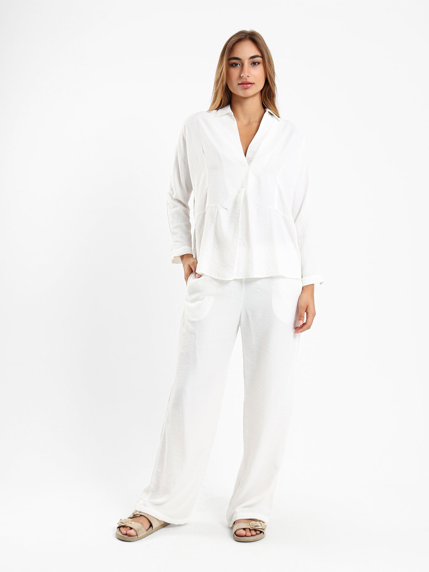 Wide-Leg Satin Pants