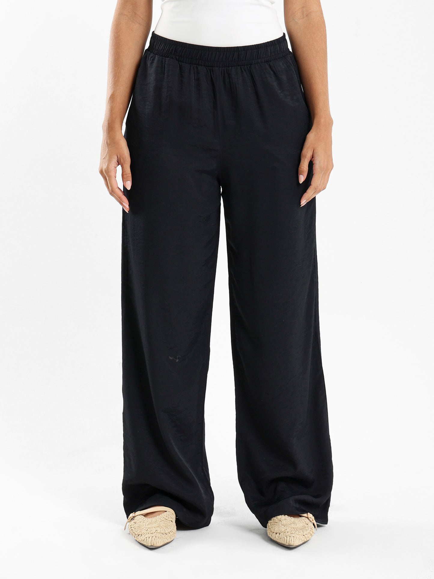 Wide-Leg Satin Pants